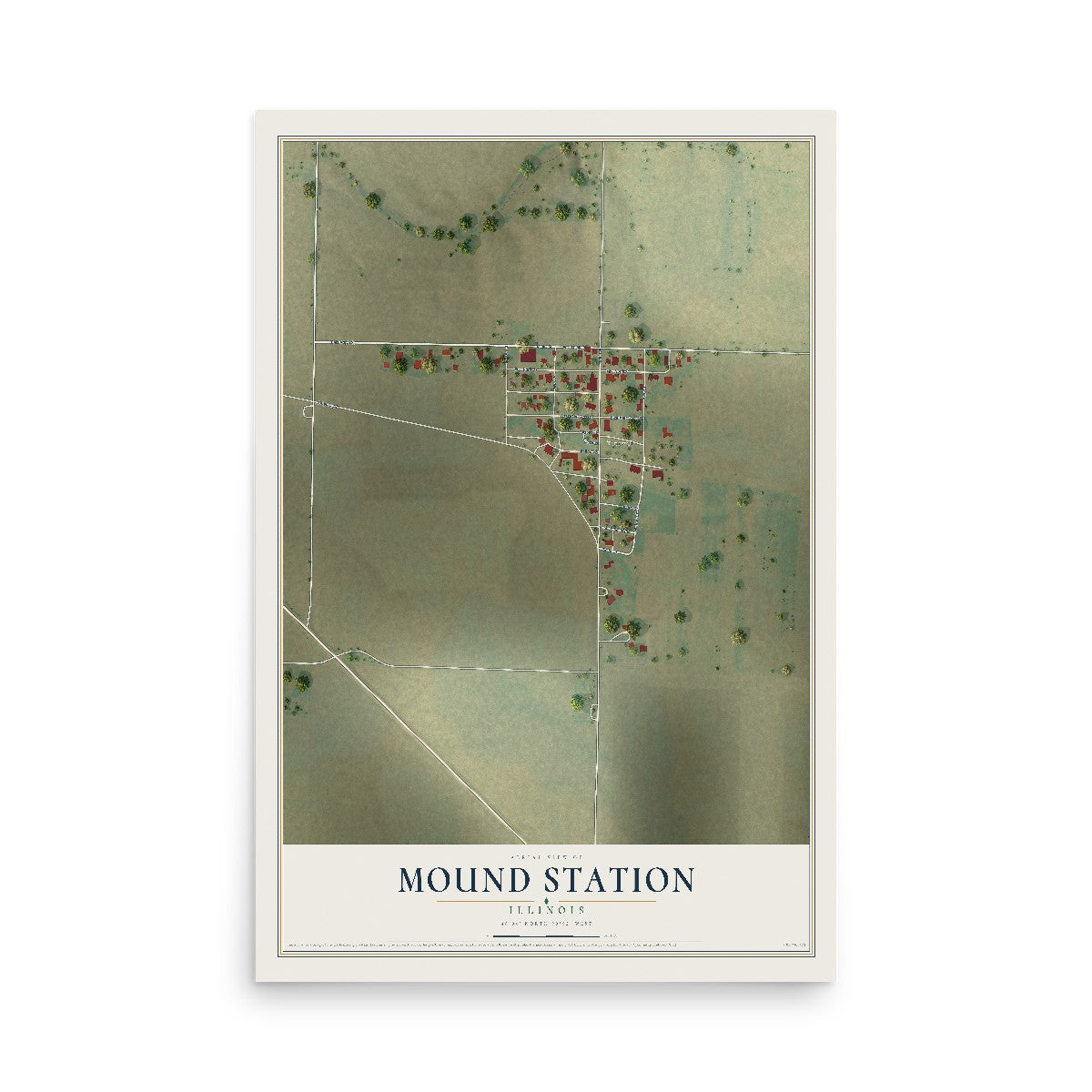 Map of Mound Station, Illinois, 12 x 18 inch unframed archival matte print