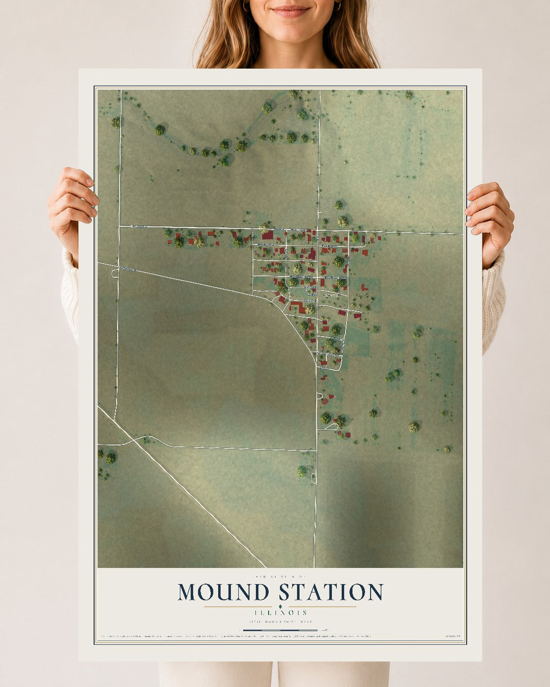 Map of Mound Station, Illinois, 24 x 36 inch unframed archival matte print
