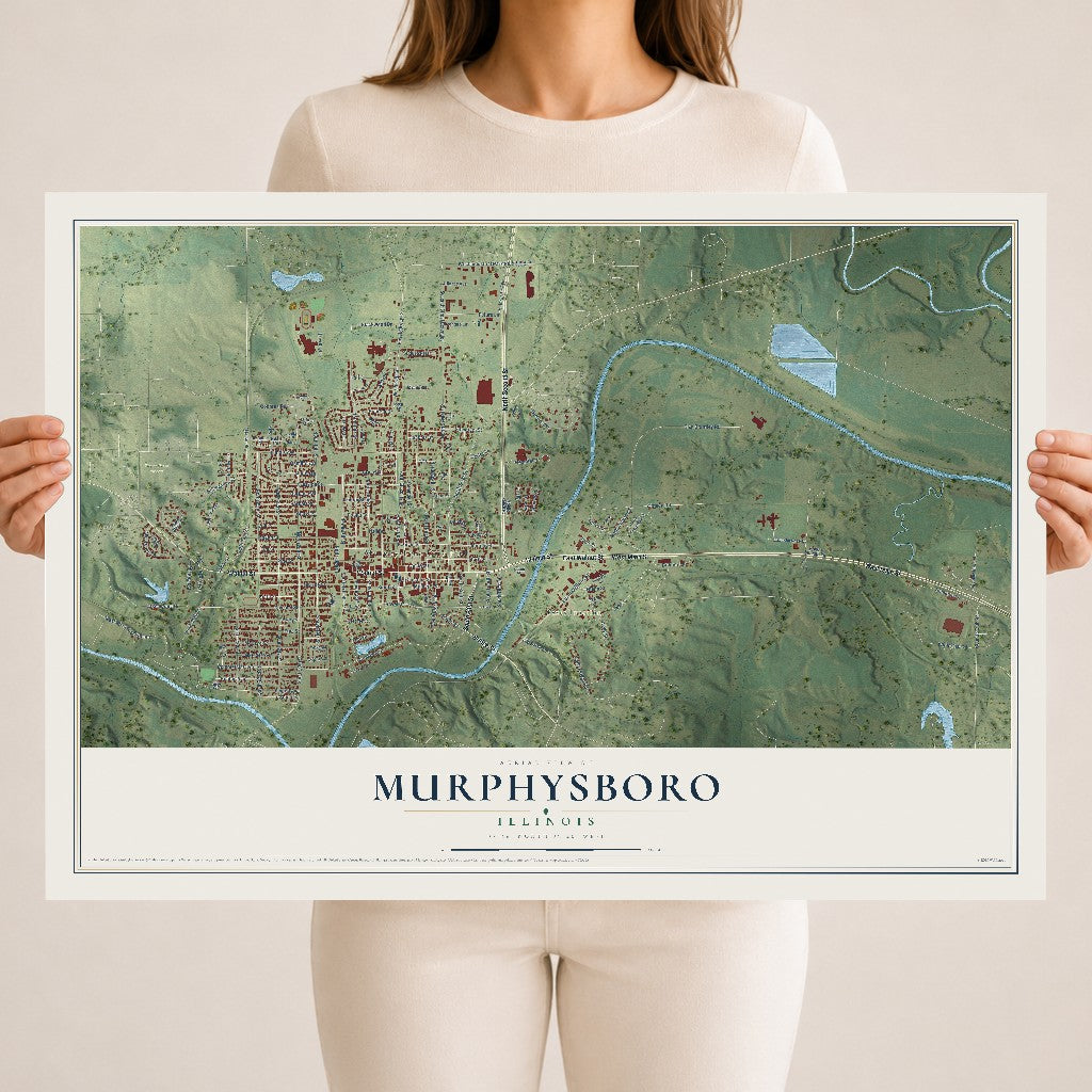 Map of Murphysboro, Illinois, 18 x 24 inch unframed archival matte print