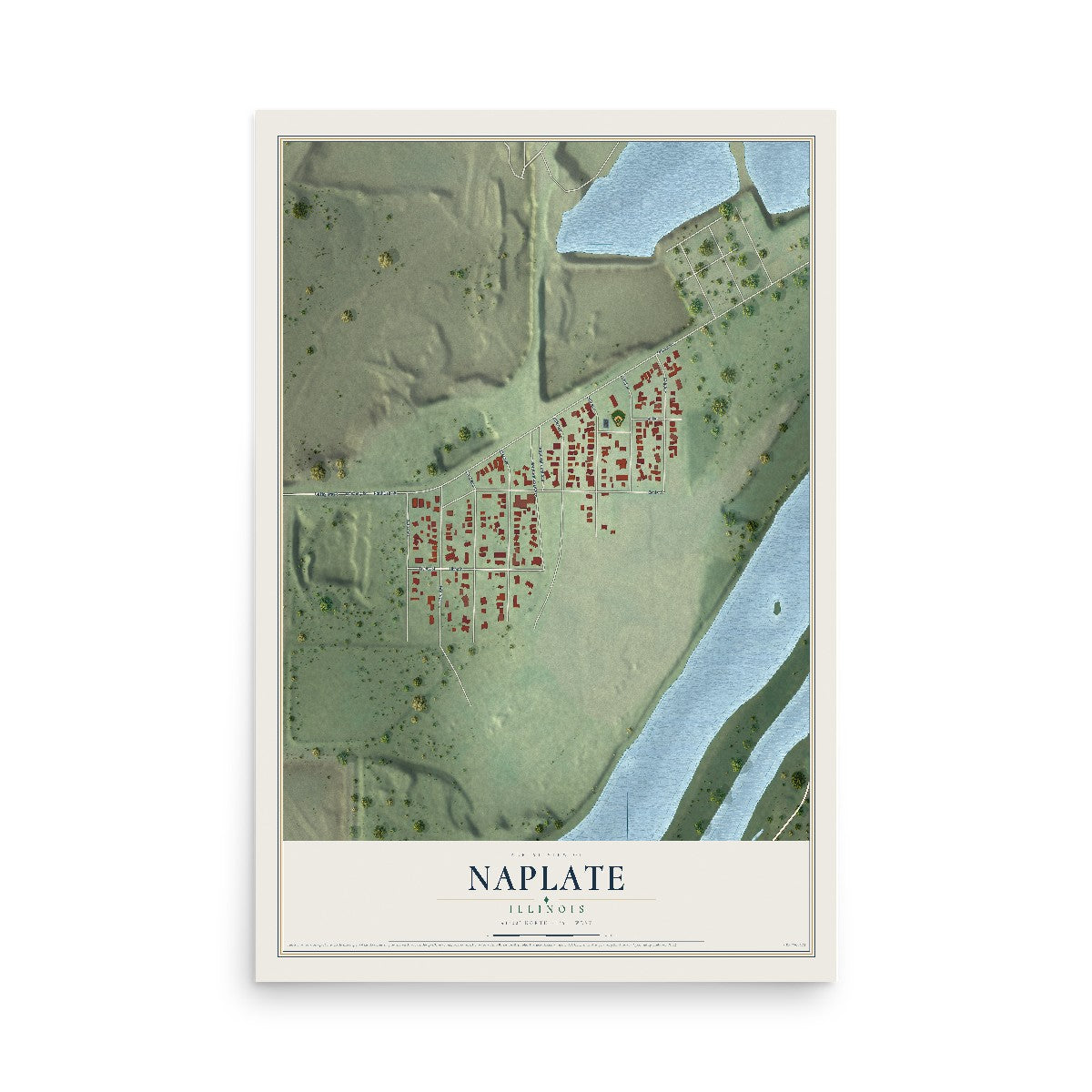 Map of Naplate, Illinois, 12 x 18 inch unframed archival matte print