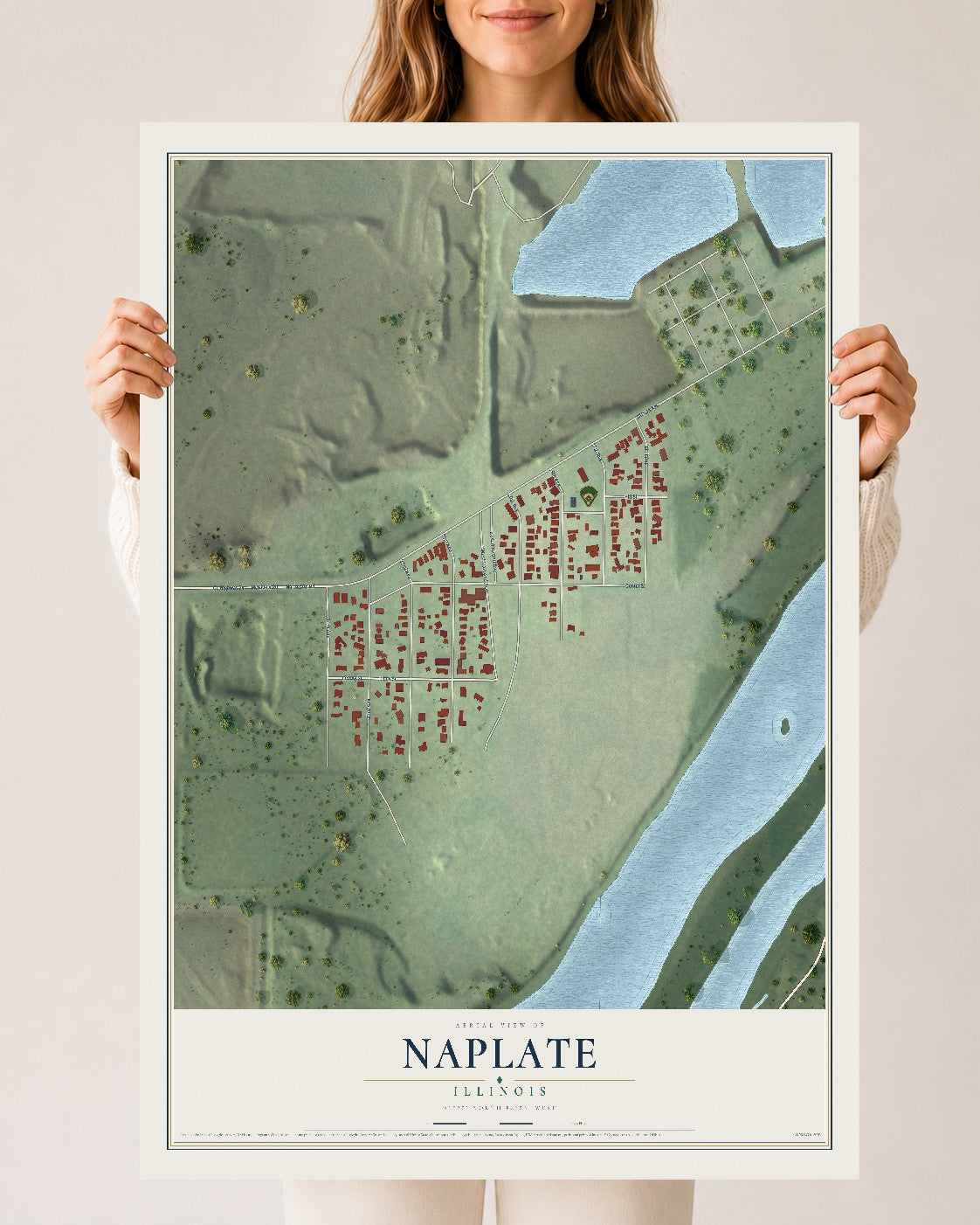Map of Naplate, Illinois, 24 x 36 inch unframed archival matte print