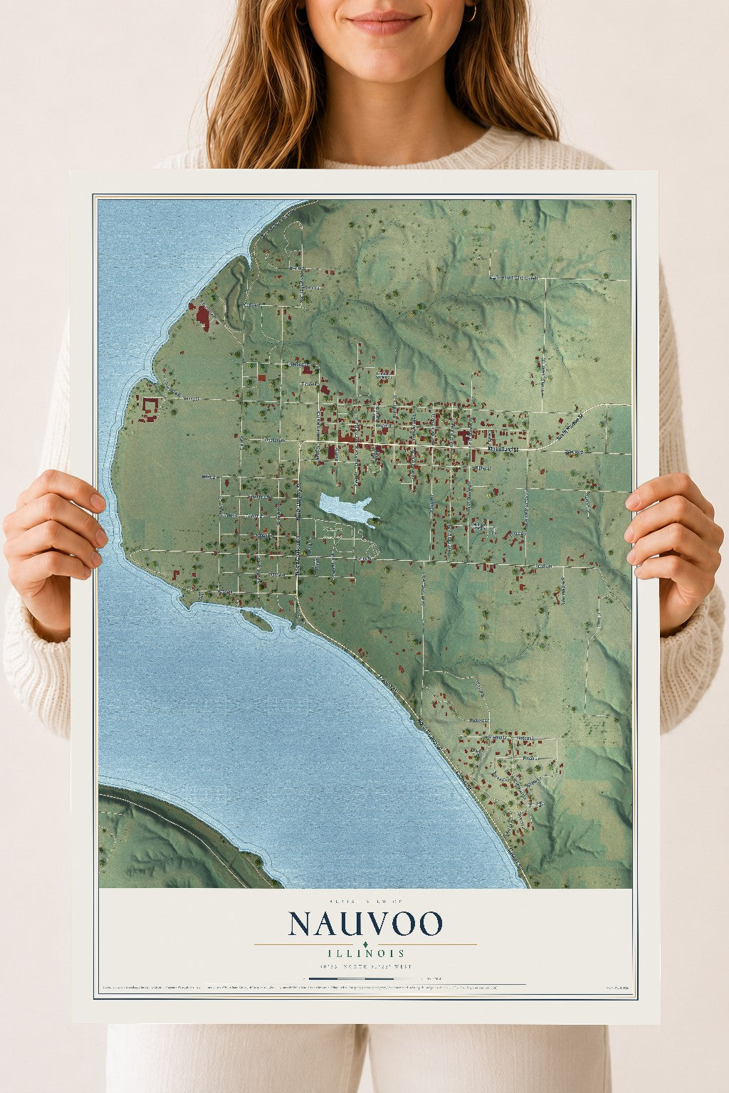Map of Nauvoo, Illinois, 18 x 24 inch unframed archival matte print