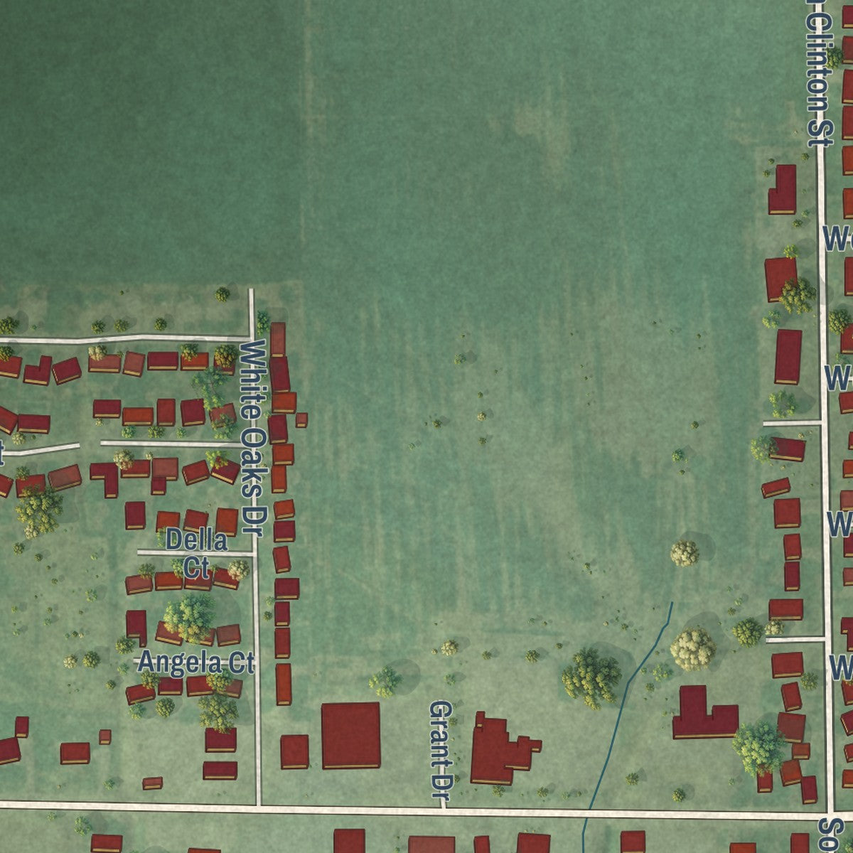 Second close-up of the map of New Baden, Illinois print showing more streets and buildings