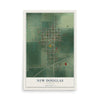 Map of New Douglas, Illinois, 12 x 18 inch unframed archival matte print
