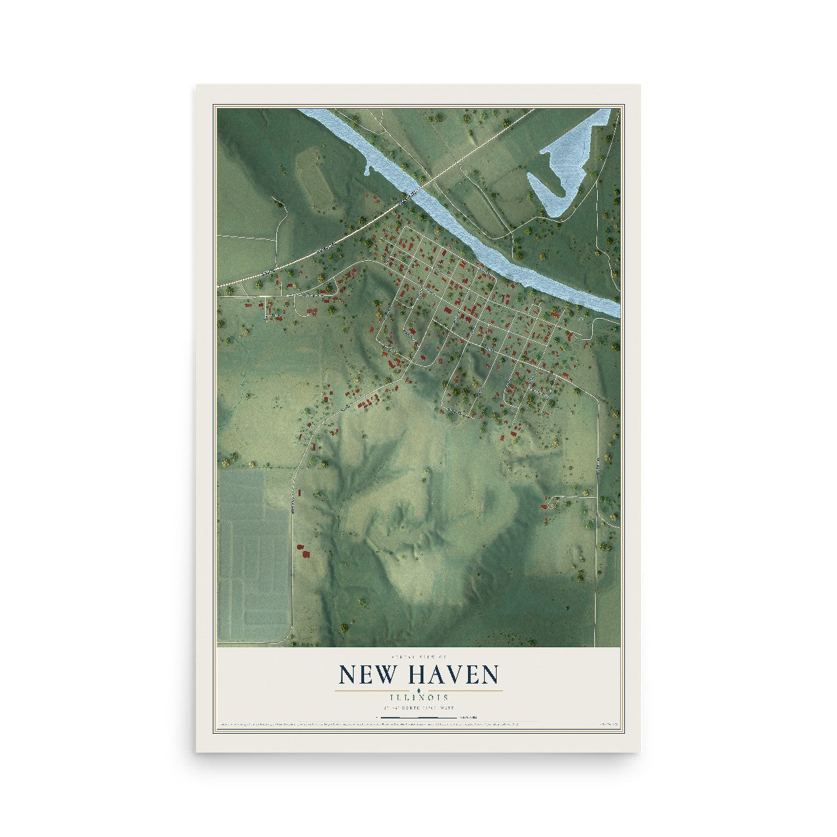 Map of New Haven, Illinois, 12 x 18 inch unframed archival matte print