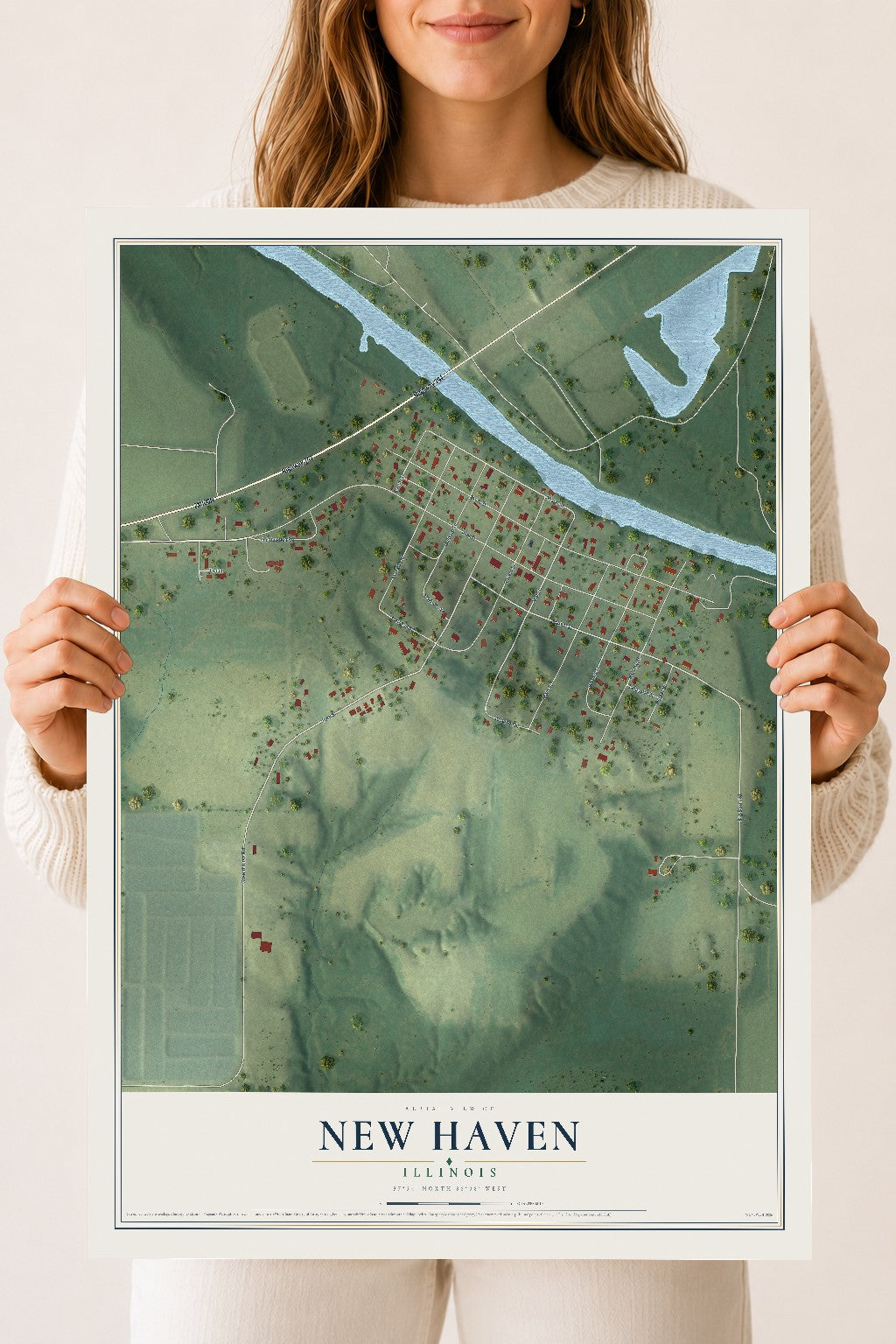 Map of New Haven, Illinois, 18 x 24 inch unframed archival matte print