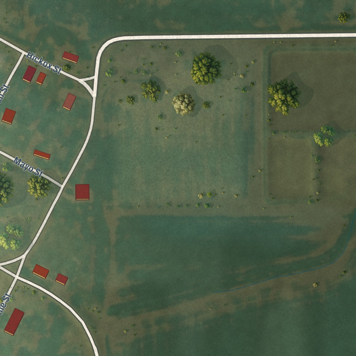 Second close-up of the map of Nilwood, Illinois print showing more streets and buildings
