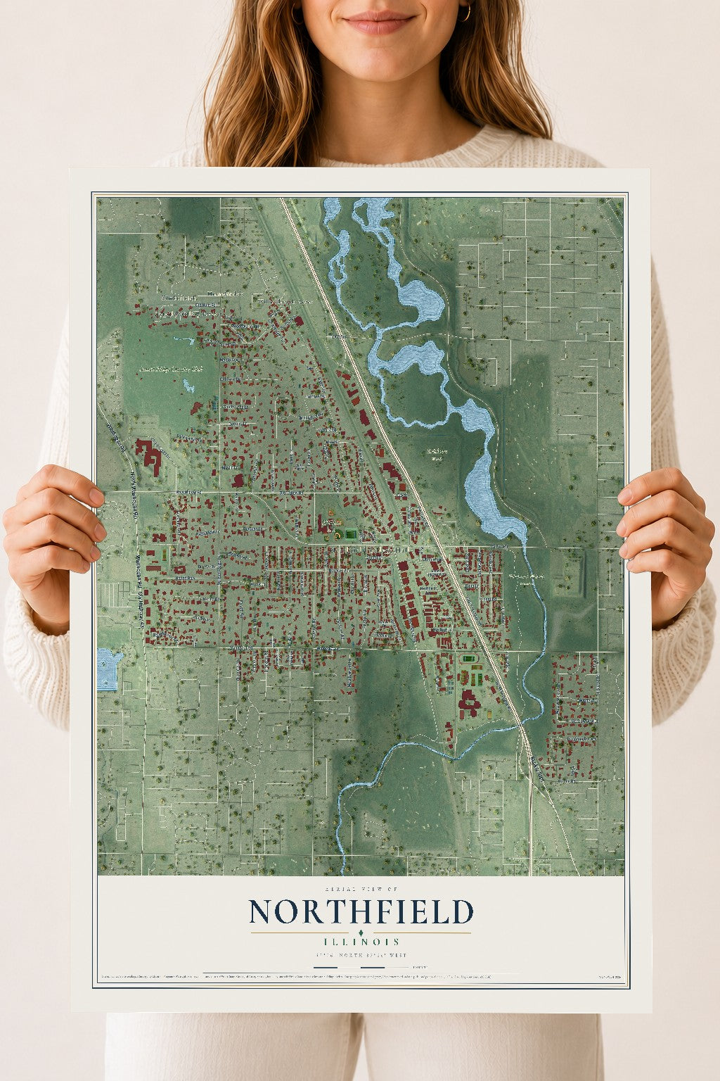 Map of Northfield, Illinois, 18 x 24 inch unframed archival matte print