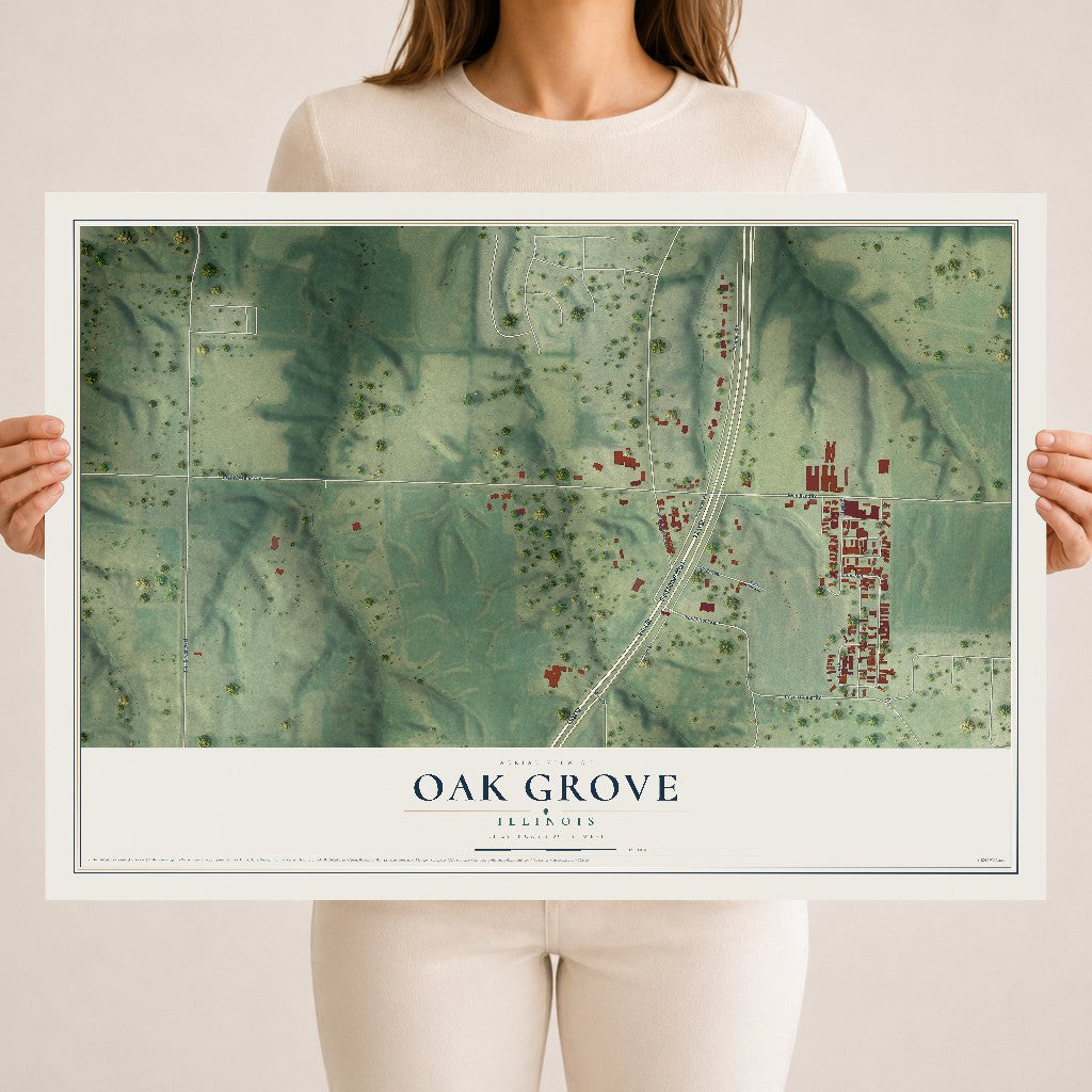 Map of Oak Grove, Illinois, 18 x 24 inch unframed archival matte print