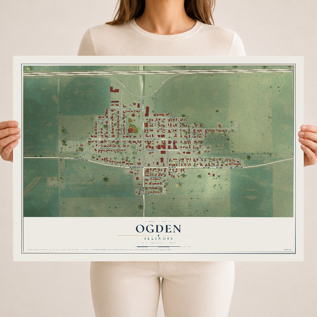 Map of Ogden, Illinois, 18 x 24 inch unframed archival matte print