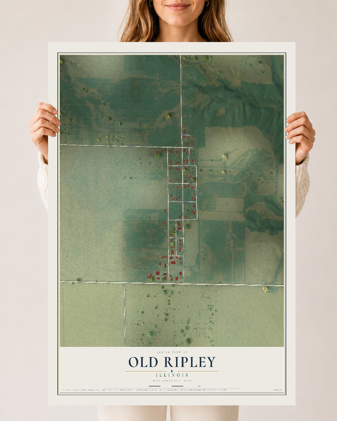 Map of Old Ripley, Illinois, 24 x 36 inch unframed archival matte print