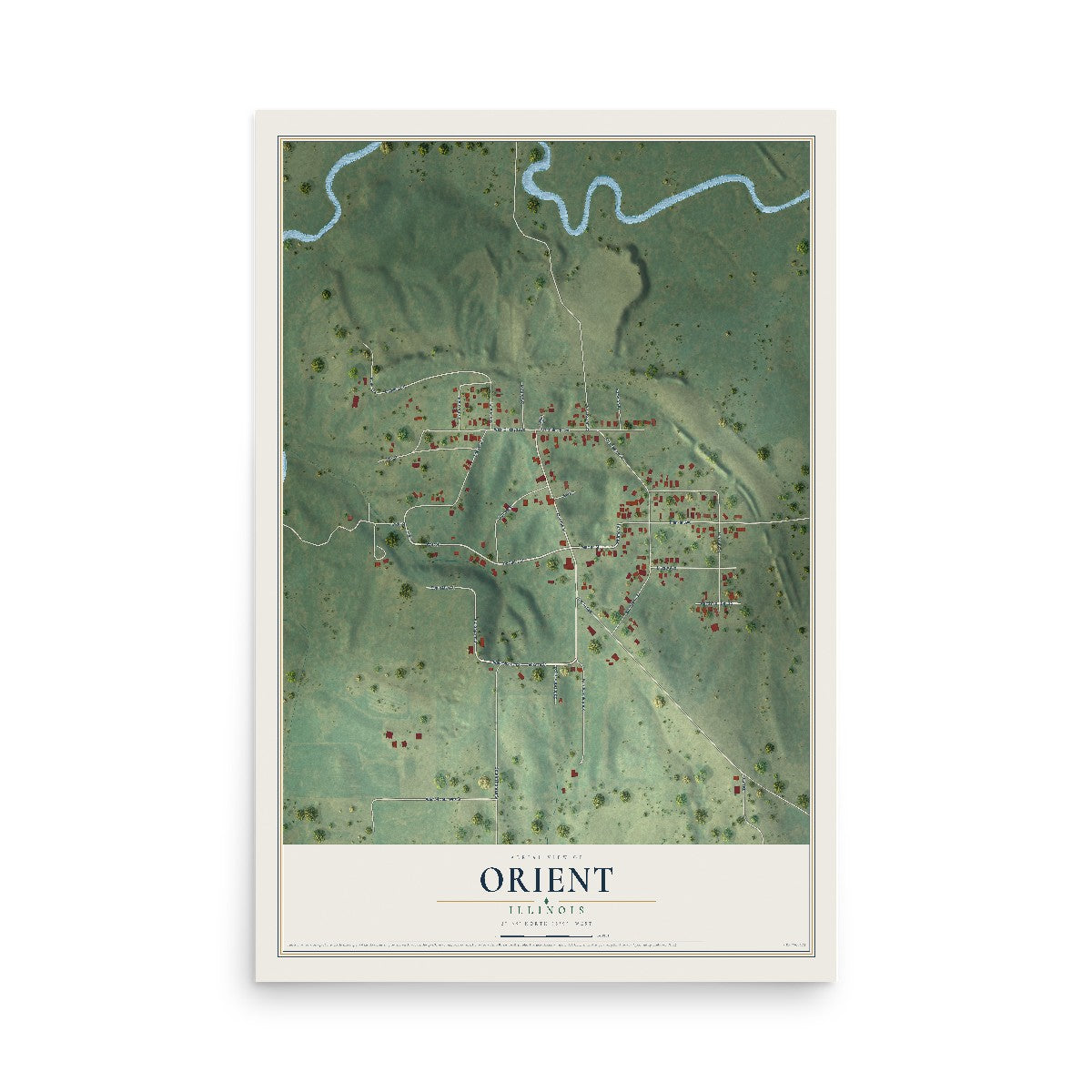 Map of Orient, Illinois, 12 x 18 inch unframed archival matte print