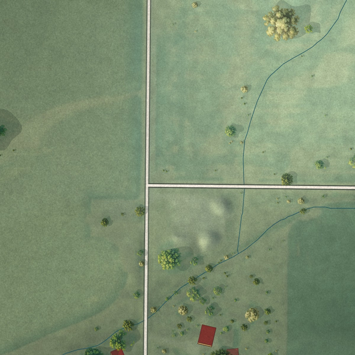 Second close-up of the map of Owaneco, Illinois print showing more streets and buildings