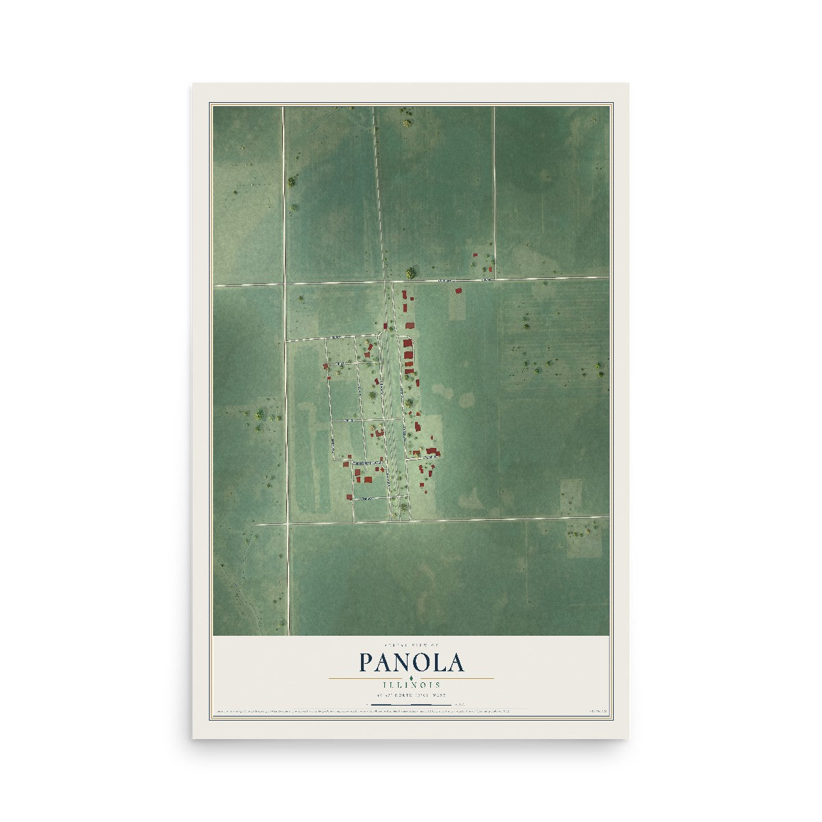 Map of Panola, Illinois, 12 x 18 inch unframed archival matte print