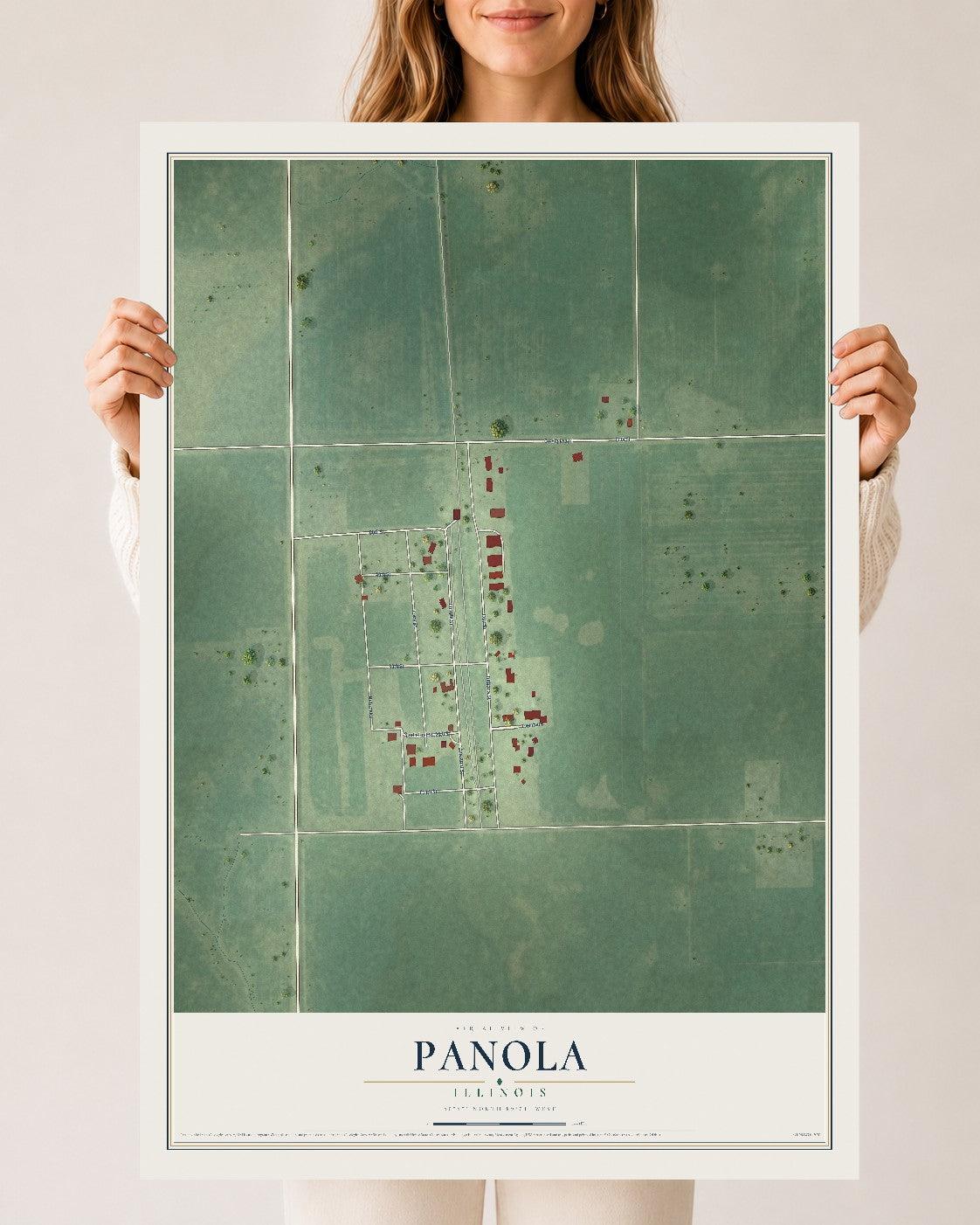 Map of Panola, Illinois, 24 x 36 inch unframed archival matte print
