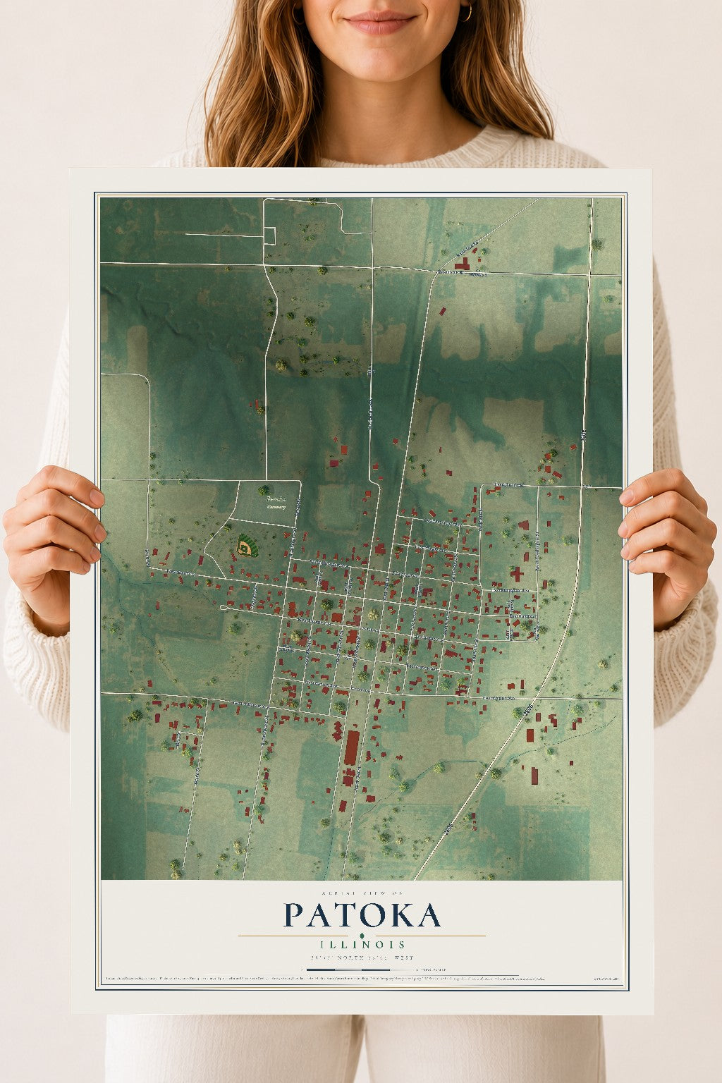 Map of Patoka, Illinois, 18 x 24 inch unframed archival matte print