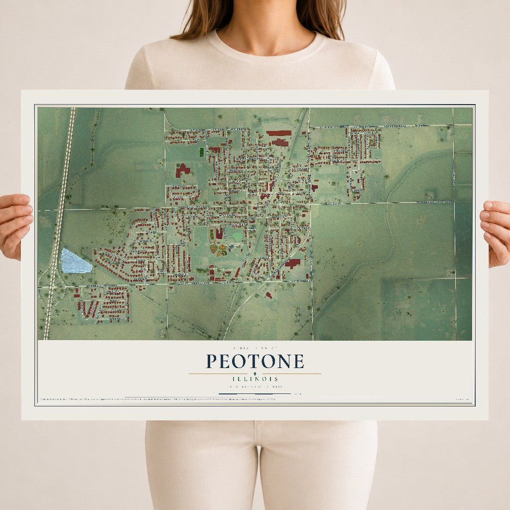 Map of Peotone, Illinois, 18 x 24 inch unframed archival matte print