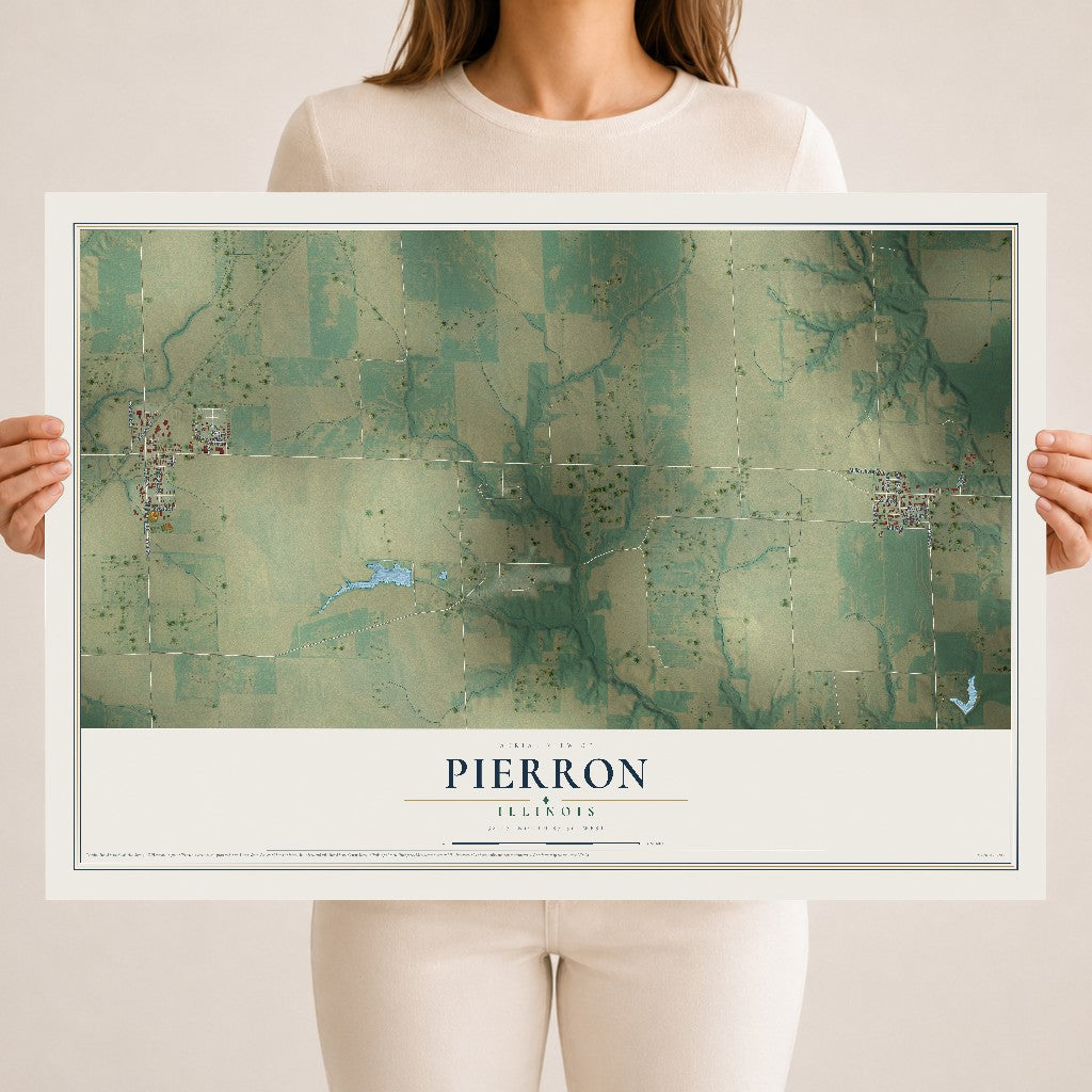 Map of Pierron, Illinois, 18 x 24 inch unframed archival matte print