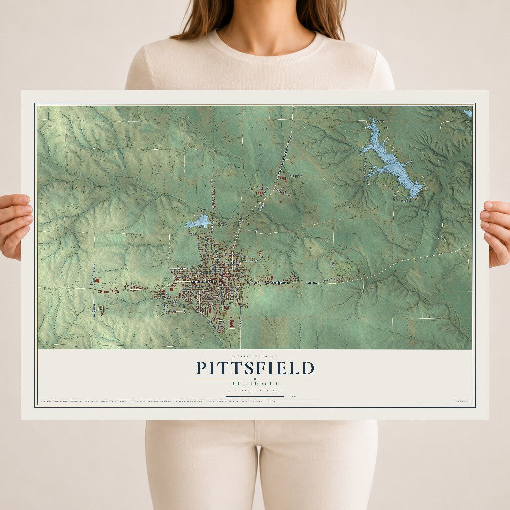 Map of Pittsfield, Illinois, 18 x 24 inch unframed archival matte print
