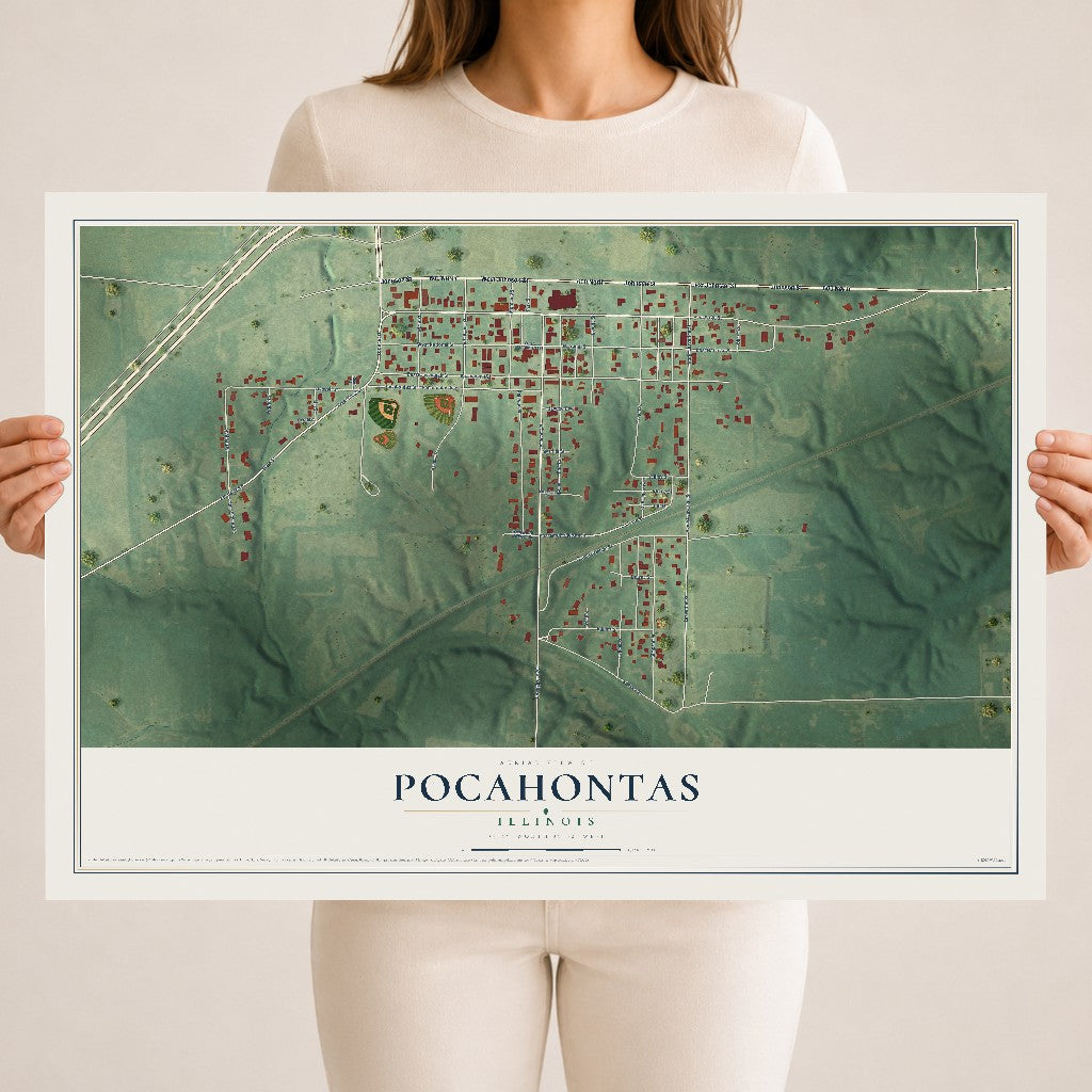 Map of Pocahontas, Illinois, 18 x 24 inch unframed archival matte print