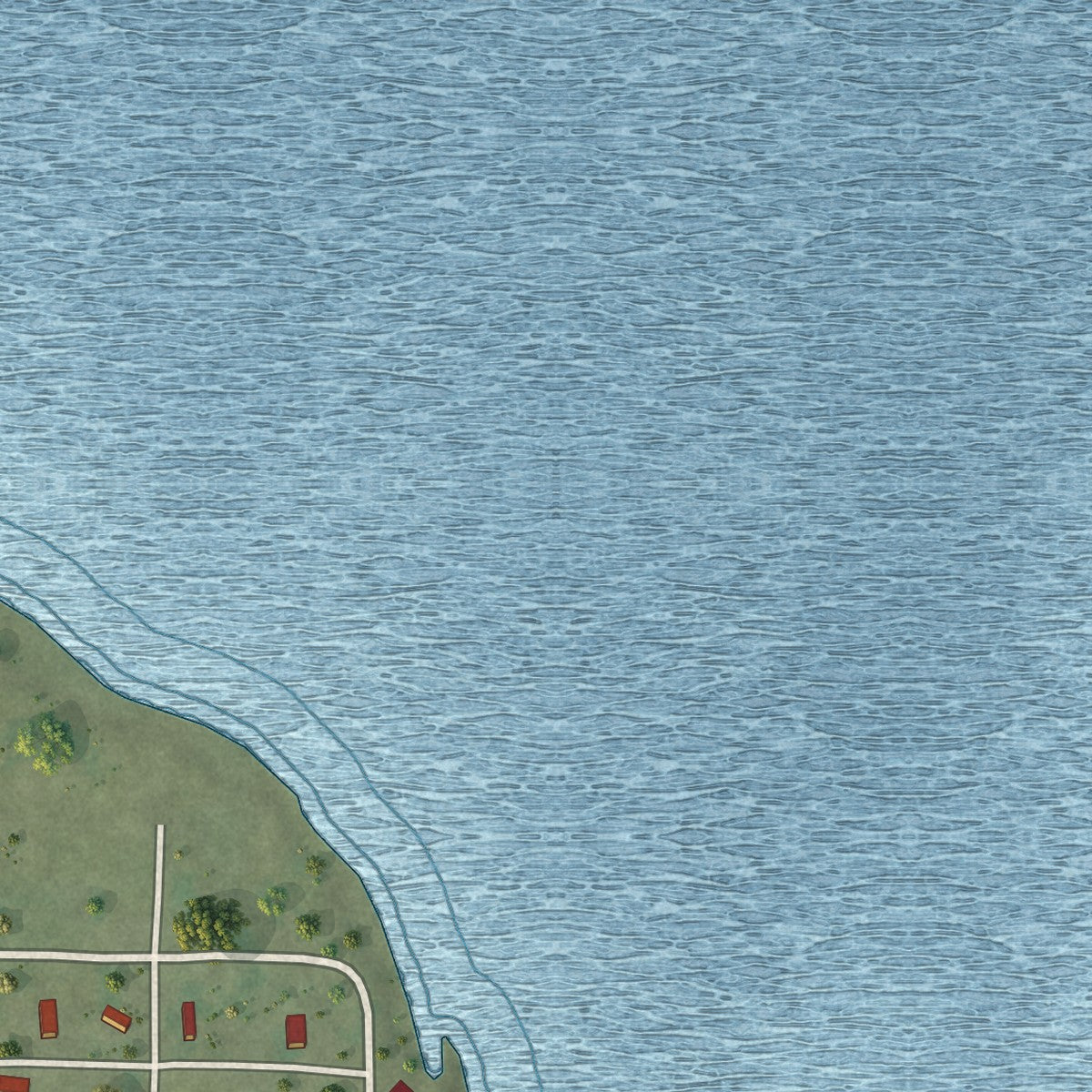 Second close-up of the map of Pontoosuc, Illinois print showing more streets and buildings