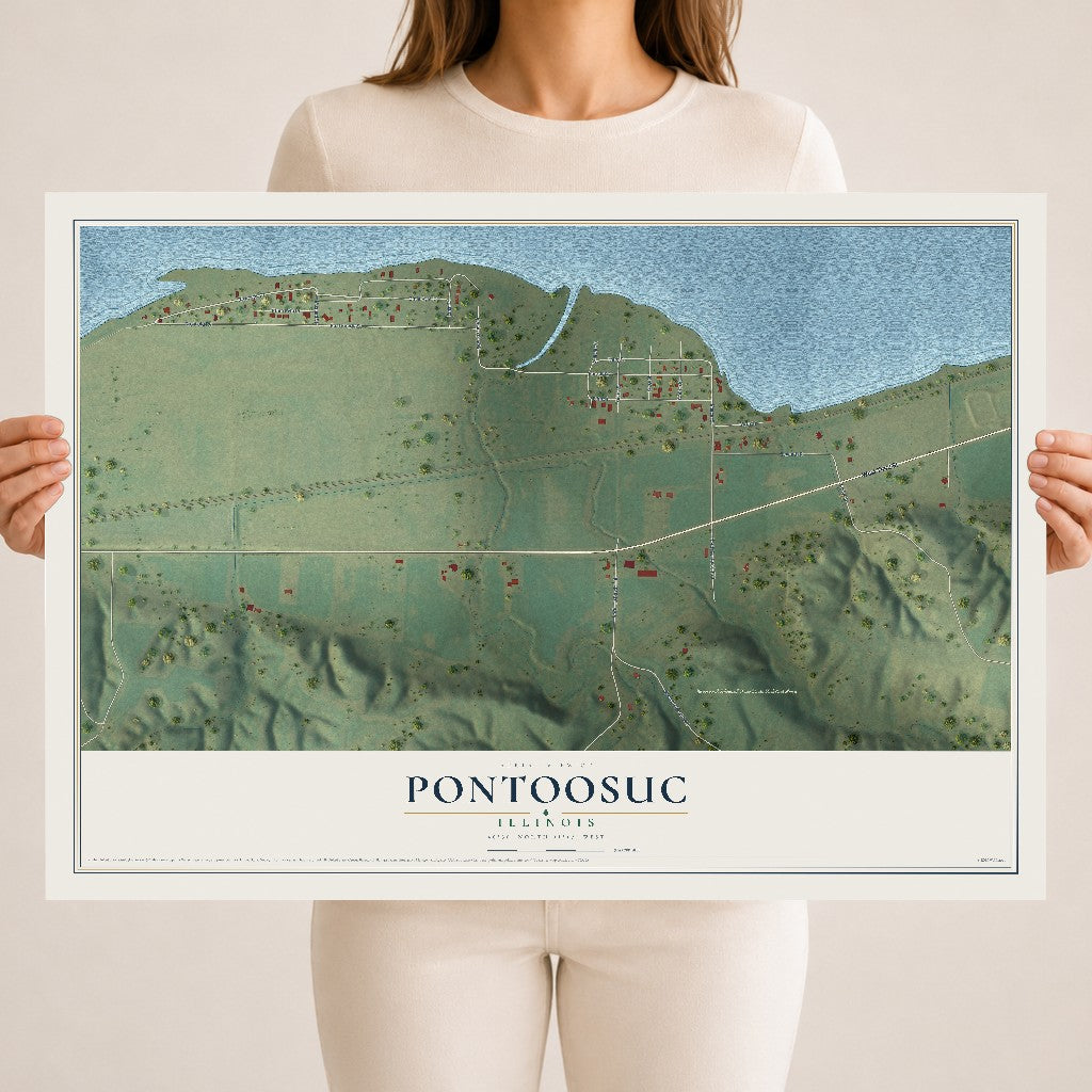 Map of Pontoosuc, Illinois, 18 x 24 inch unframed archival matte print
