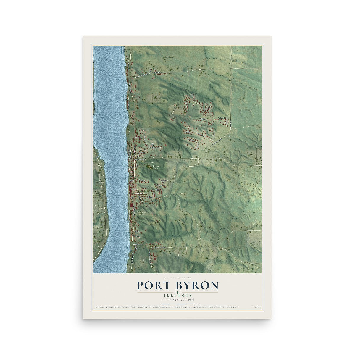 Map of Port Byron, Illinois, 12 x 18 inch unframed archival matte print