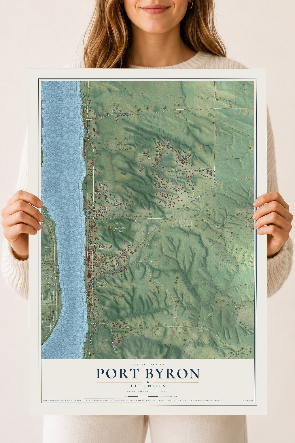 Map of Port Byron, Illinois, 18 x 24 inch unframed archival matte print
