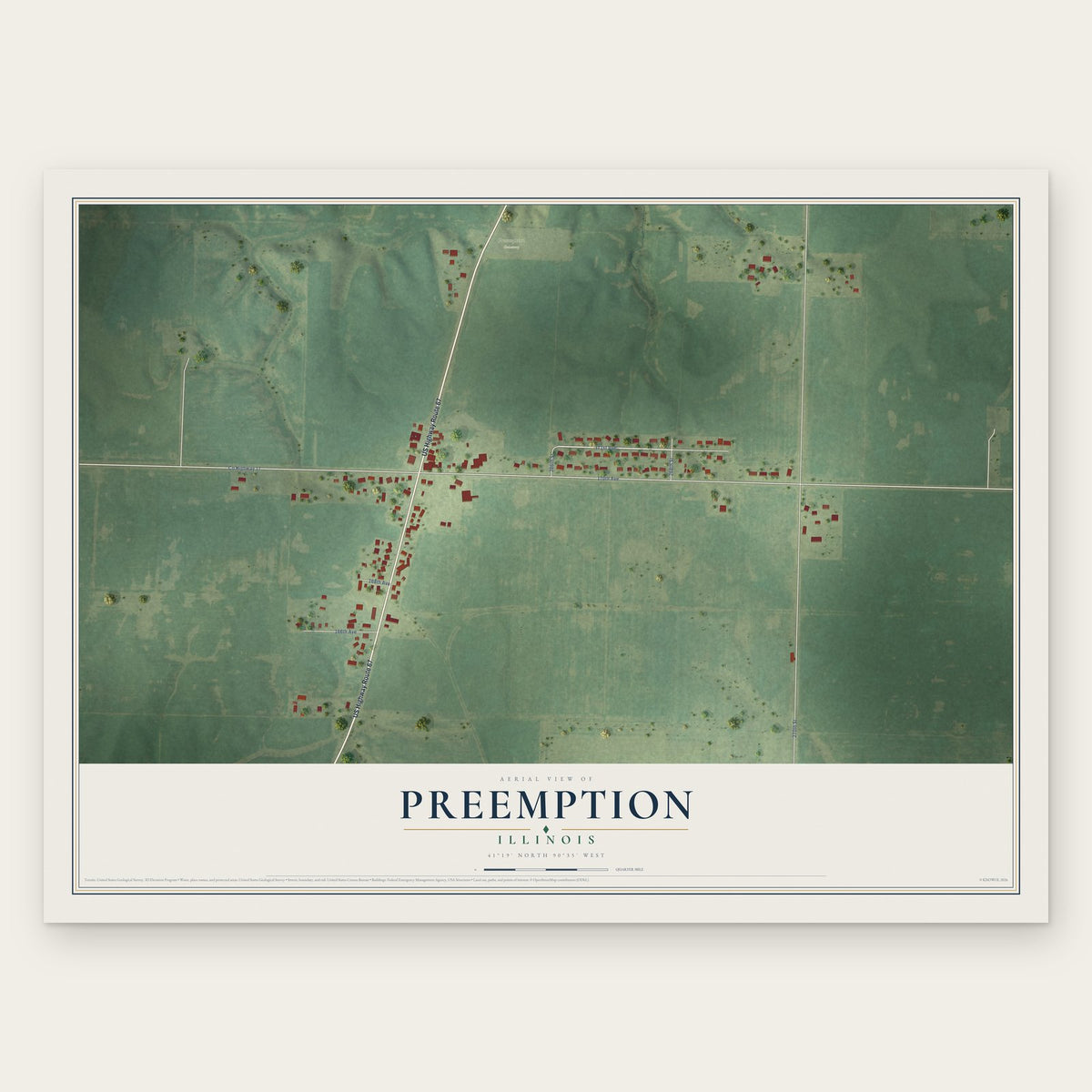 Preemption, Illinois map print, the full design