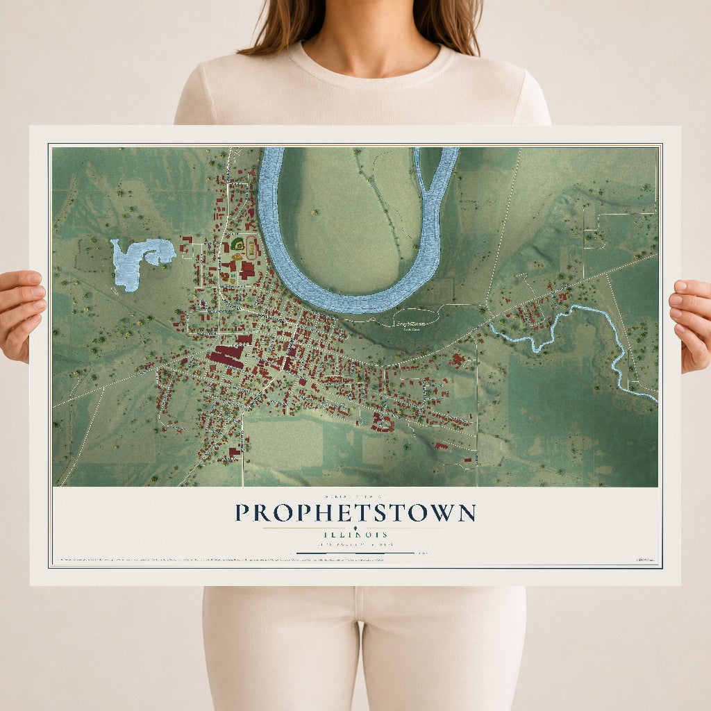 Map of Prophetstown, Illinois, 18 x 24 inch unframed archival matte print