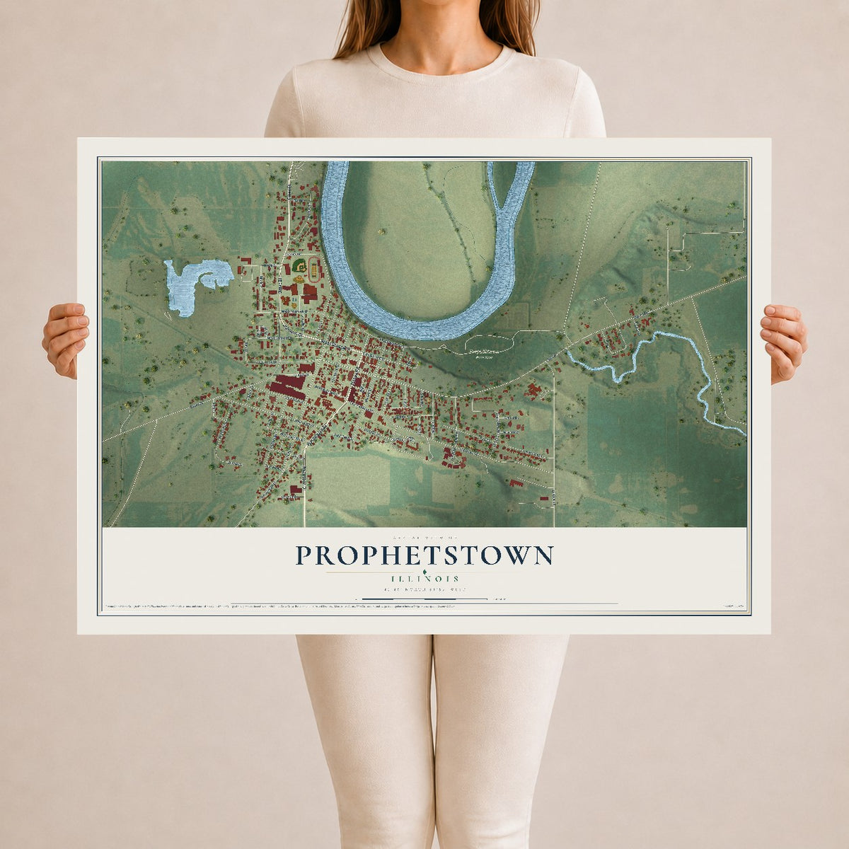 Map of Prophetstown, Illinois, 24 x 36 inch unframed archival matte print