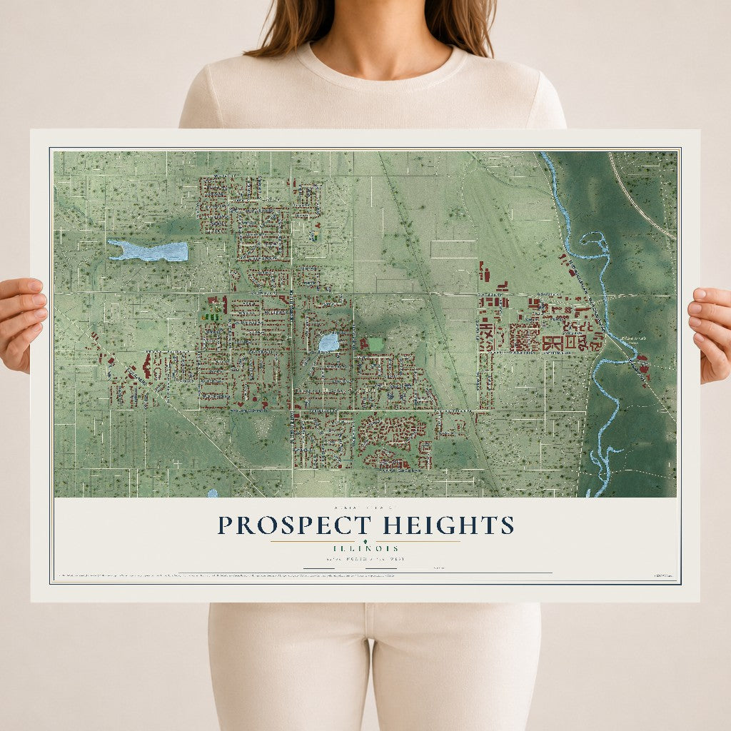 Map of Prospect Heights, Illinois, 18 x 24 inch unframed archival matte print