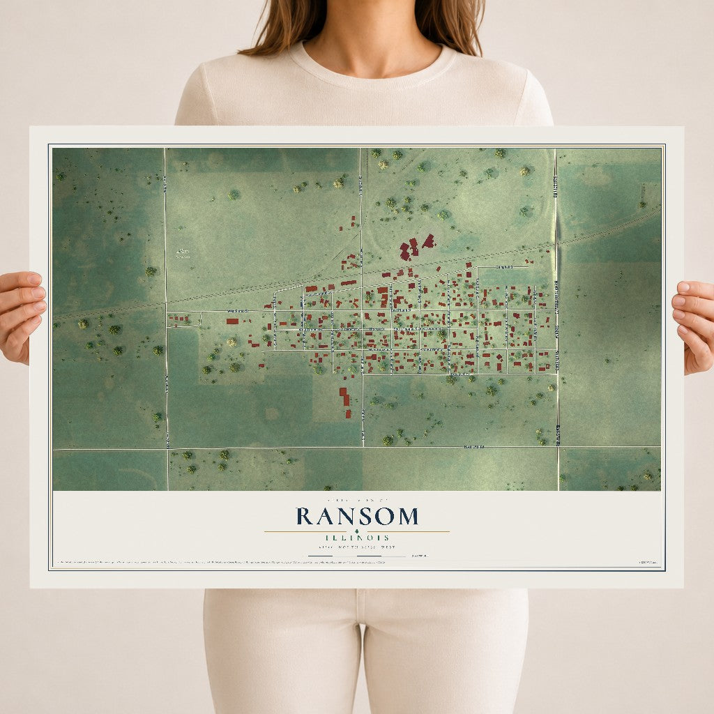 Map of Ransom, Illinois, 18 x 24 inch unframed archival matte print