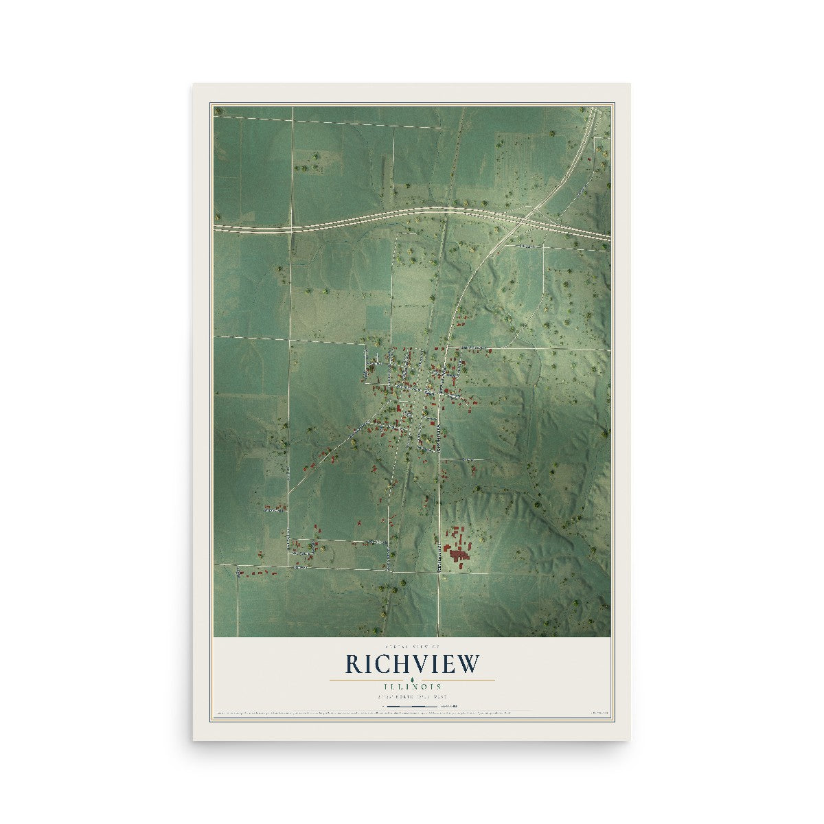 Map of Richview, Illinois, 12 x 18 inch unframed archival matte print
