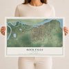 Map of Rock Falls, Illinois, 12 x 18 inch unframed archival matte print
