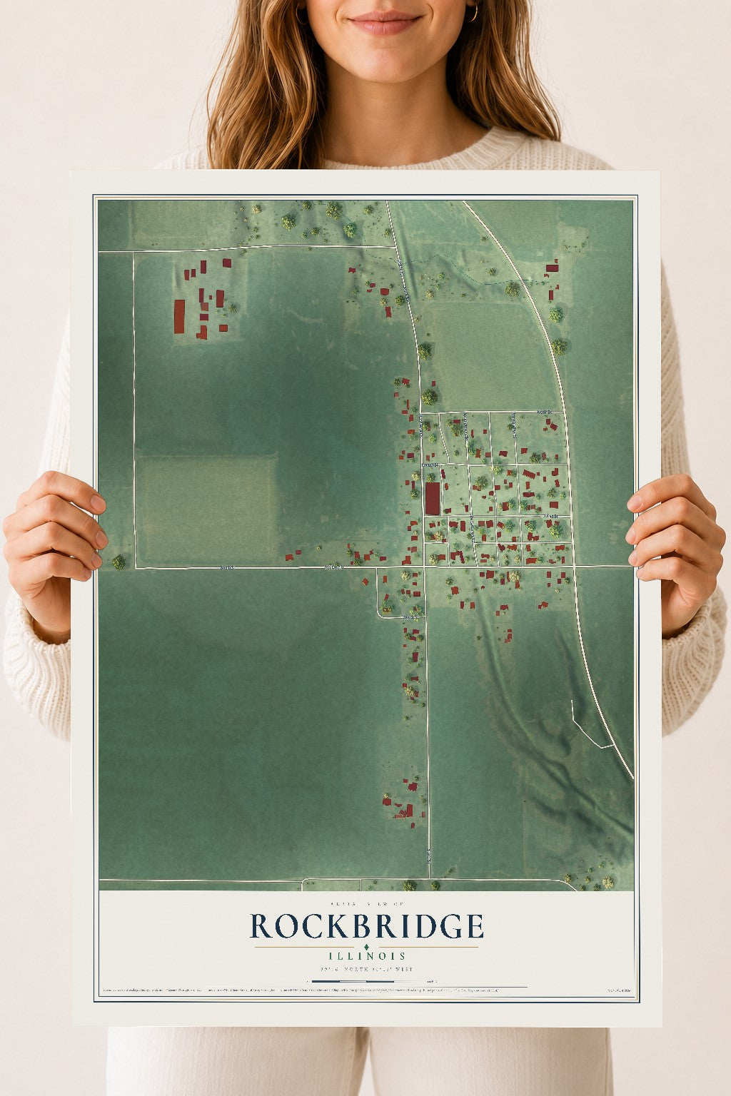 Map of Rockbridge, Illinois, 18 x 24 inch unframed archival matte print