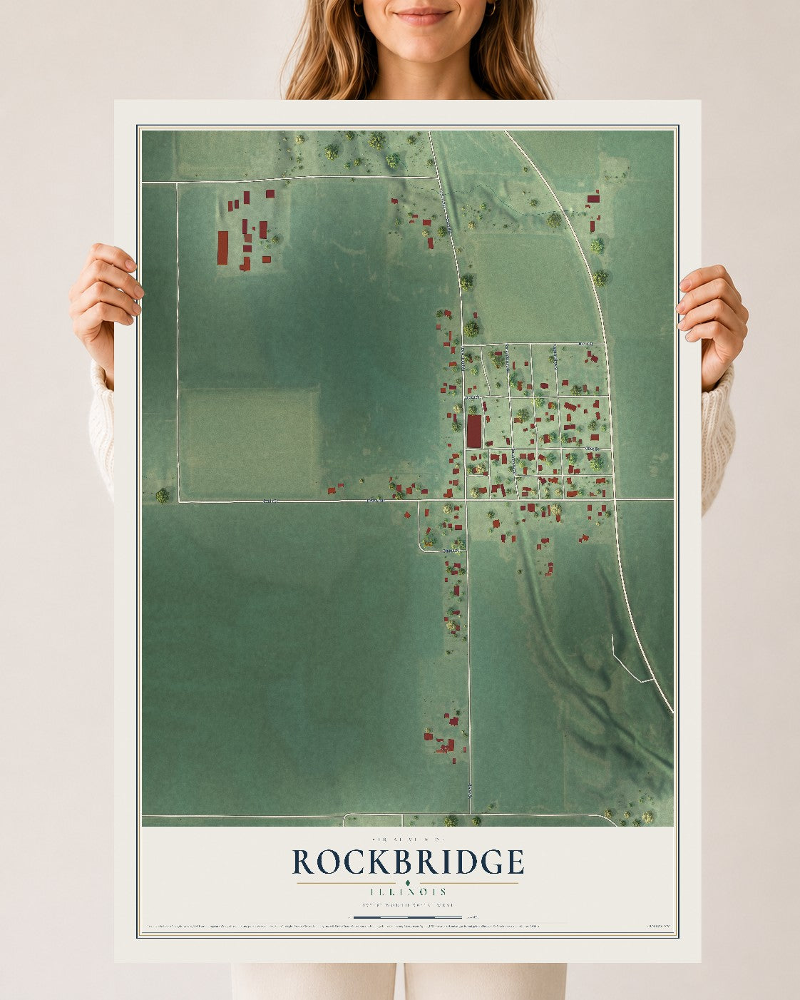 Map of Rockbridge, Illinois, 24 x 36 inch unframed archival matte print