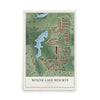 Map of Round Lake Heights, Illinois, 12 x 18 inch unframed archival matte print