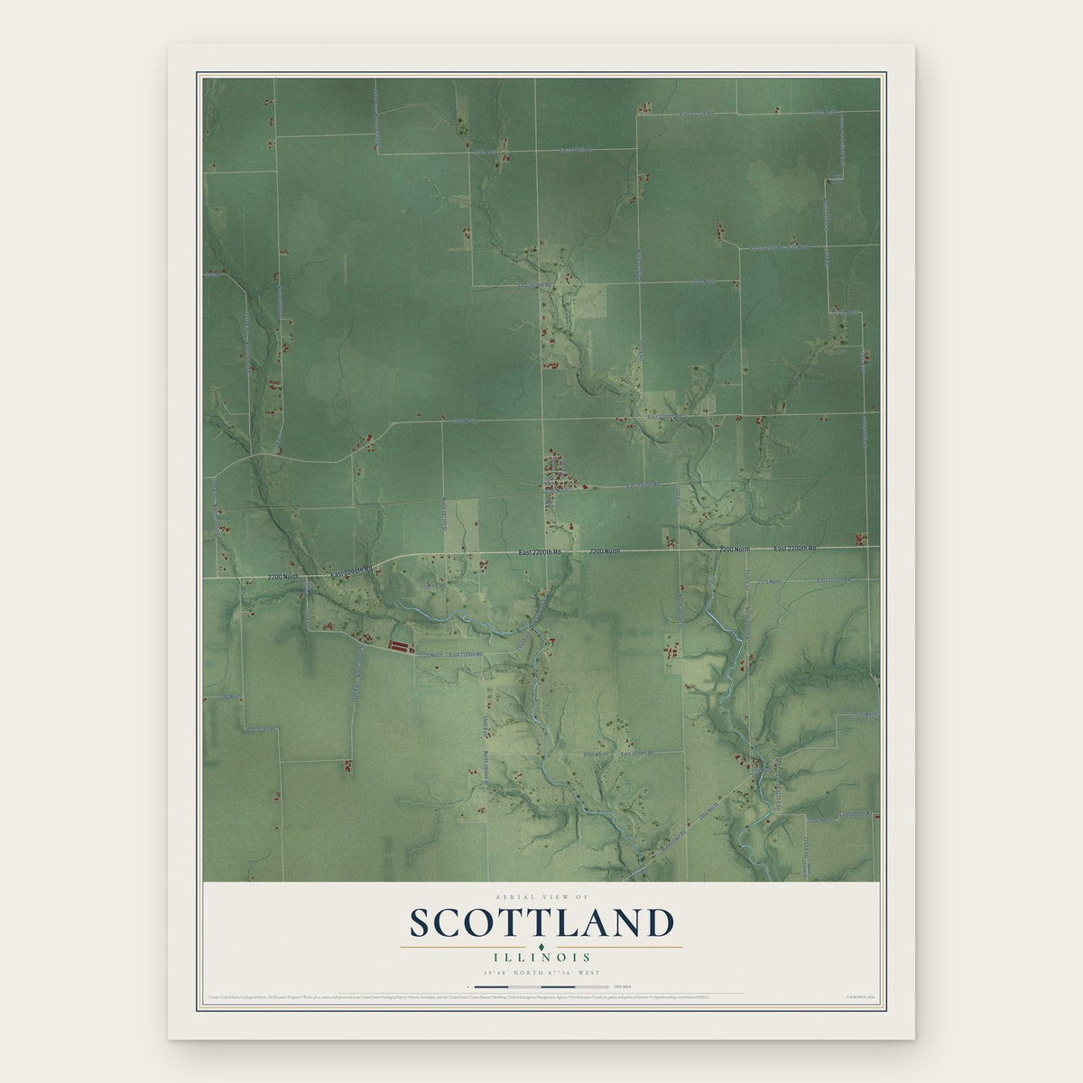 Scottland, Illinois map print, the full design