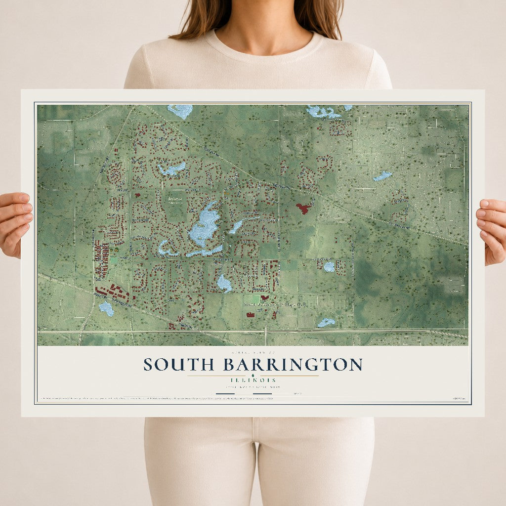 Map of South Barrington, Illinois, 18 x 24 inch unframed archival matte print