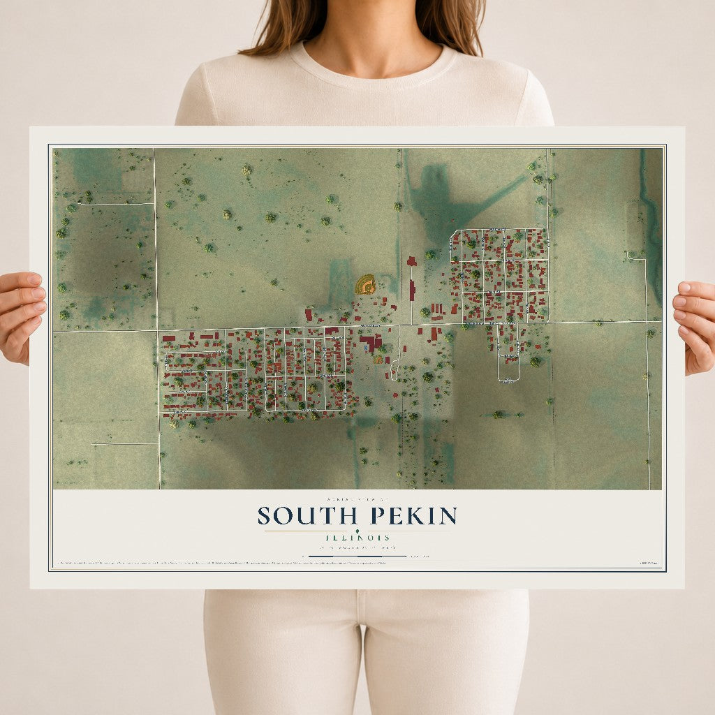 Map of South Pekin, Illinois, 18 x 24 inch unframed archival matte print