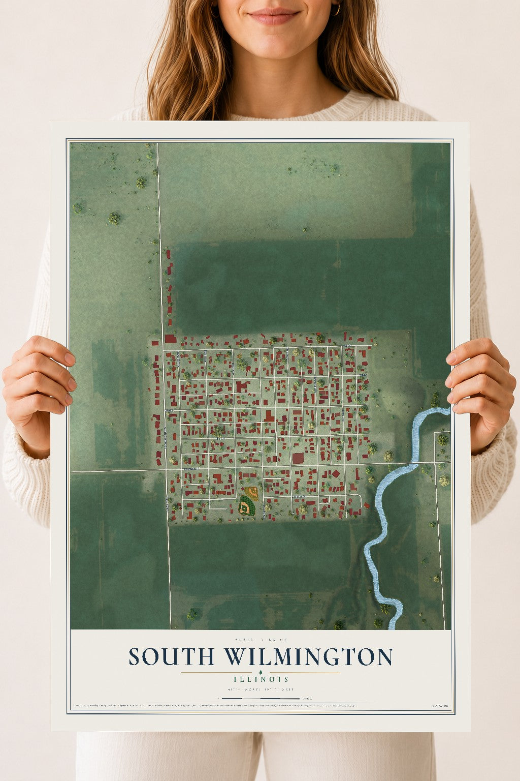 Map of South Wilmington, Illinois, 18 x 24 inch unframed archival matte print