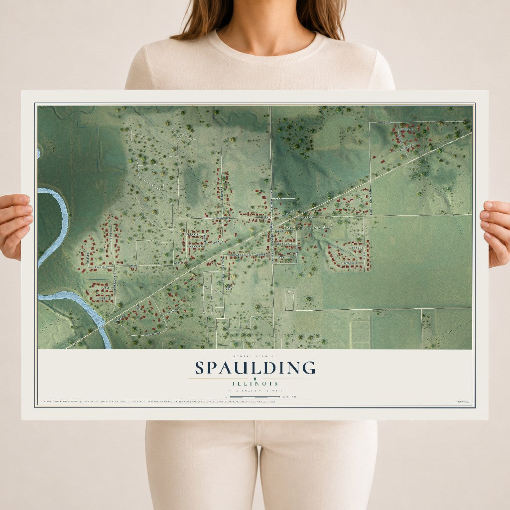 Map of Spaulding, Illinois, 18 x 24 inch unframed archival matte print
