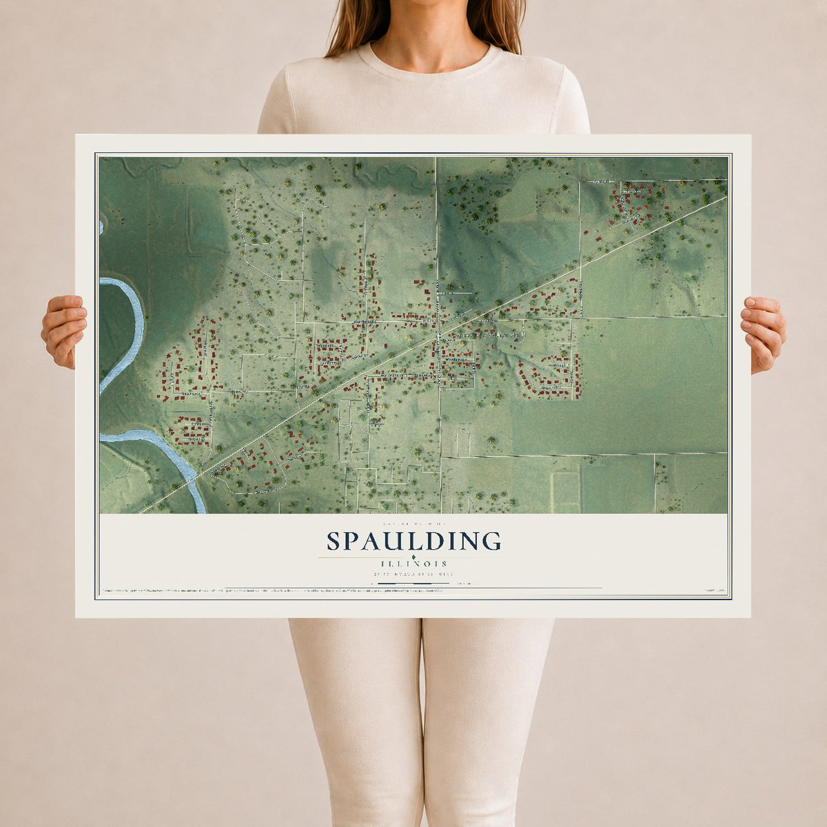 Map of Spaulding, Illinois, 24 x 36 inch unframed archival matte print