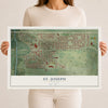 Map of St. Joseph, Illinois, 12 x 18 inch unframed archival matte print