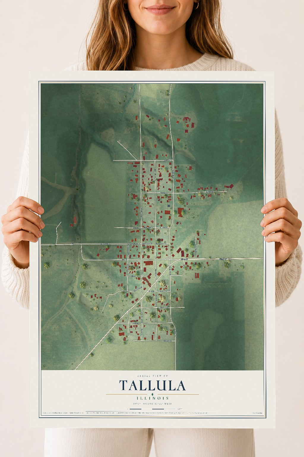 Map of Tallula, Illinois, 18 x 24 inch unframed archival matte print