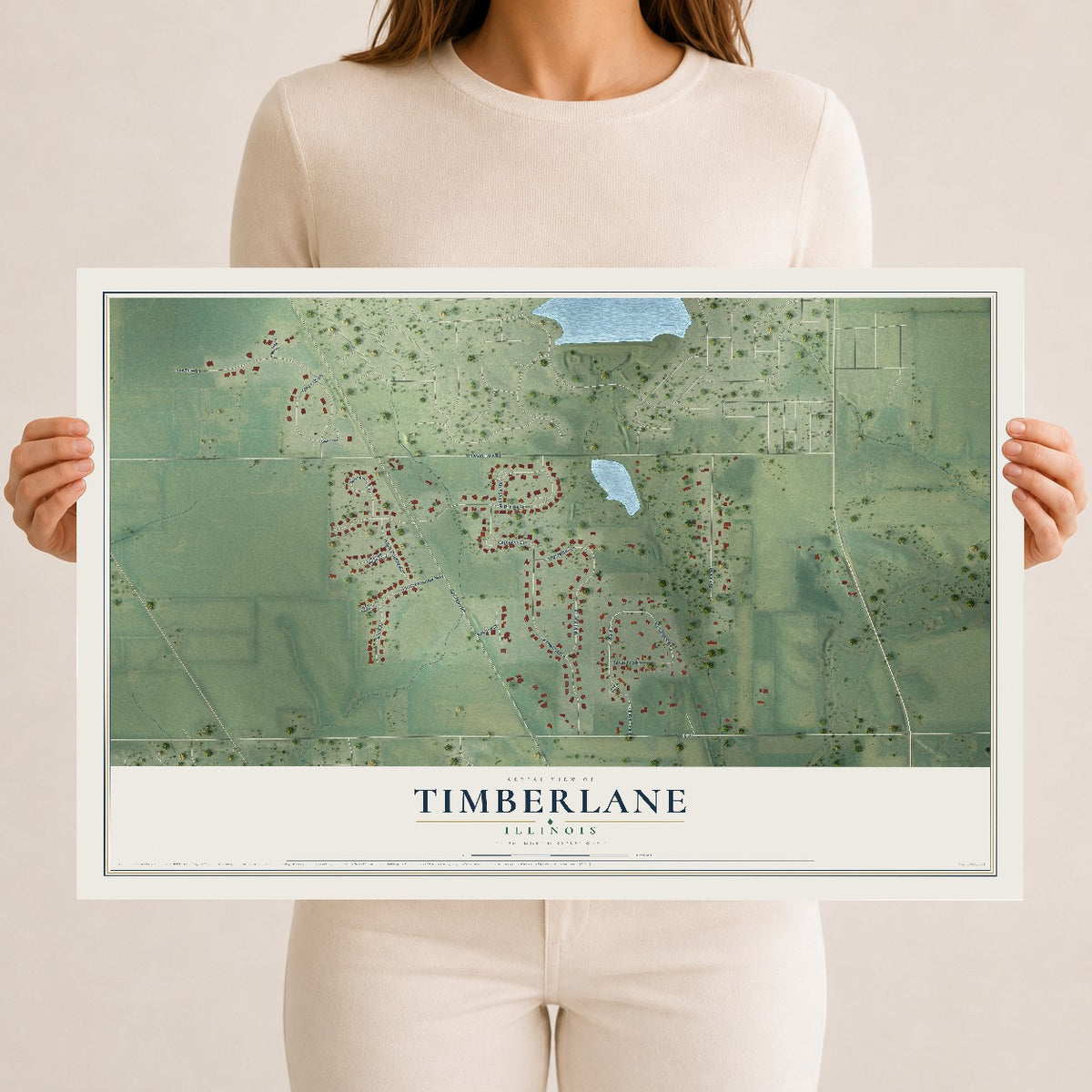 Map of Timberlane, Illinois, 12 x 18 inch unframed archival matte print