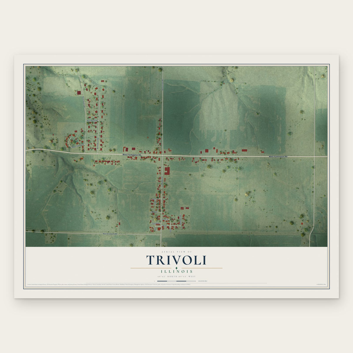 Trivoli, Illinois map print, the full design