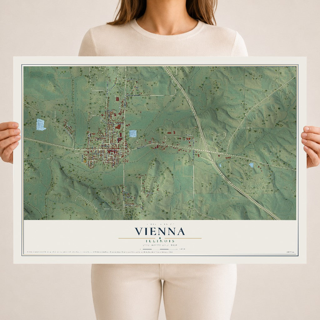 Map of Vienna, Illinois, 18 x 24 inch unframed archival matte print