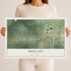 Map of West City, Illinois, 12 x 18 inch unframed archival matte print